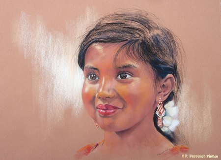 Portrait d'Inde d'apr&egrave;s photo Vince 11111 50 X 70 CM