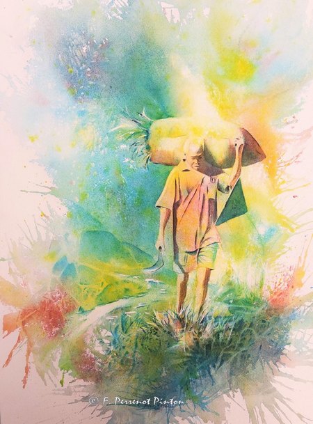 Culture d'Asie 40 x 50 cm