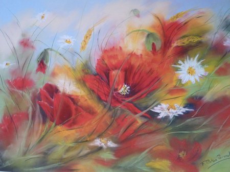 Les coquelicots (papier pastelmat 30 x 40 cm)