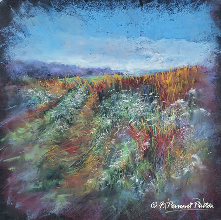 "Balade vers Antifer" Normandie 30 x 30 cm  papier pastelmat