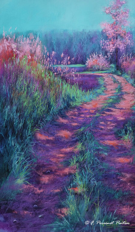 "Balade &agrave; Charmes sur l'Herbasse (26)" 30 x 50 cm  sur pastelmat