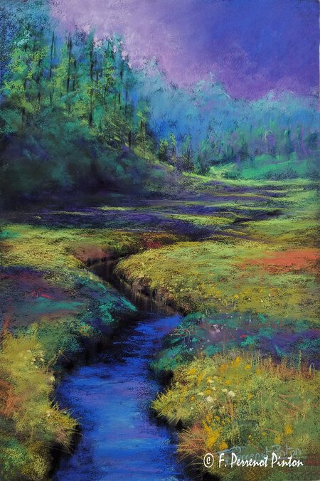 "Balade &agrave; N&eacute;vache" 30 x 20 cm papier pastelmat