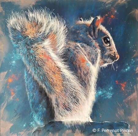 "Esprit des bois" 50 x 50 cm papier pastelmat sous couche aquarelle