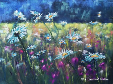 "Fleurs de printemps" 30 x 40 cm papier pastelmat