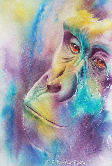 "Humain par nature"  aquarelle 40x 50 cm