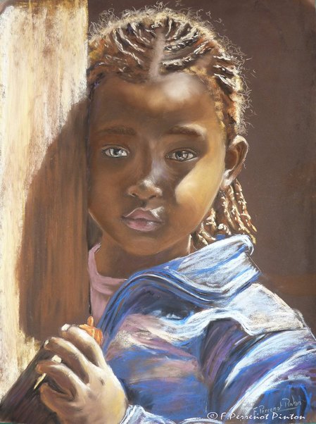Jeunesse d'Ethiopie d'apr&egrave;s photo Steve Evans (30 x 40 cm pastelmat)