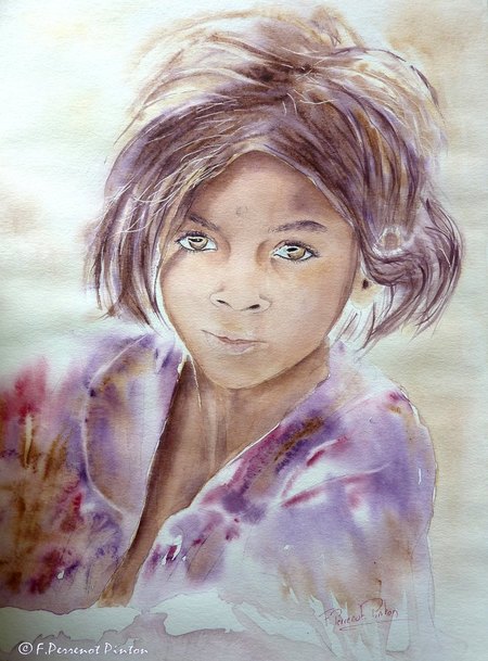 Jeunesse d'Inde d'apr&egrave;s photo de Steve Evans (30 x 40 cm)