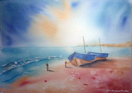 Le repos des barques (50 x 60 cm)