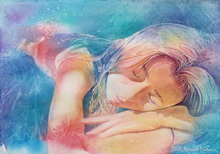 "Le songe"  aquarelle  50 x 60 cm