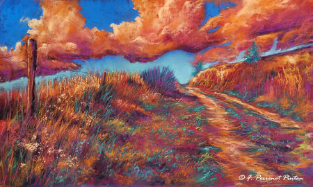 "Les chemins d'Arelbosc (07)" 30 x 50 cm sur pastelmat