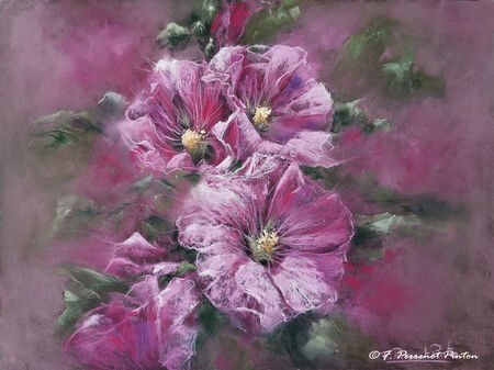 "Les roses tr&eacute;mi&egrave;res" pastel 30x40 cm d'apr&egrave;s photo pixabay
