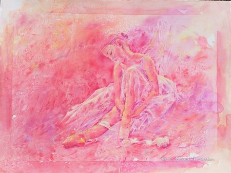 "La danseuse" Pastel sur fond appr&eacute;t&eacute; et aquarelle 60 x 80 cm